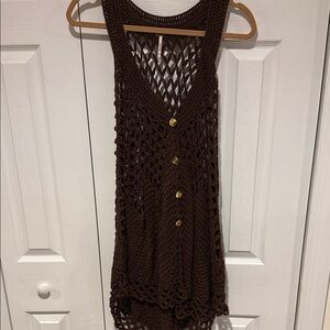 Free People Brown Crochet Sleeveless Top